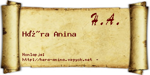 Héra Anina névjegykártya
